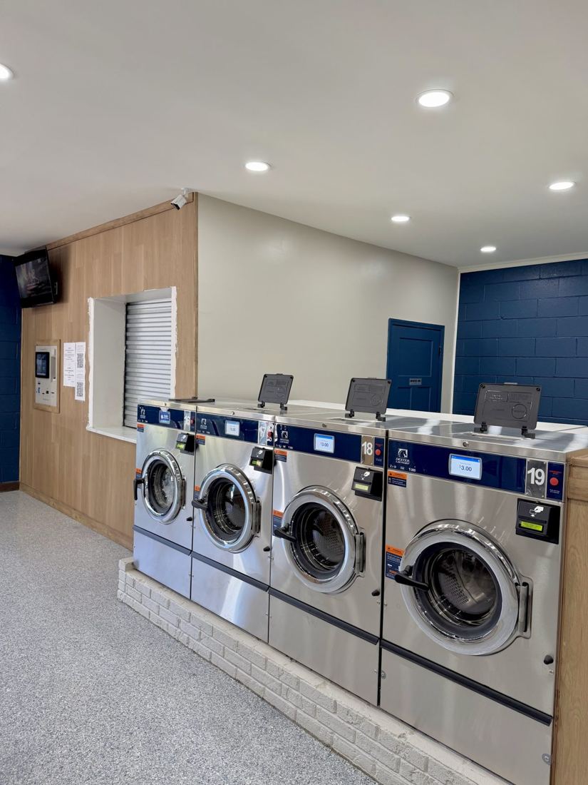 Island of Dexter washers with bright lighting